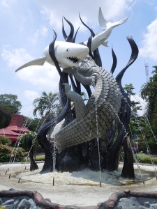 Sura (shark) and baya (crocodile) statue